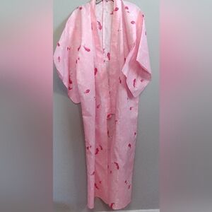 NWT Pink White Koi Fish Yukata Kimono Robe.